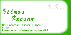 vilmos kacsar business card